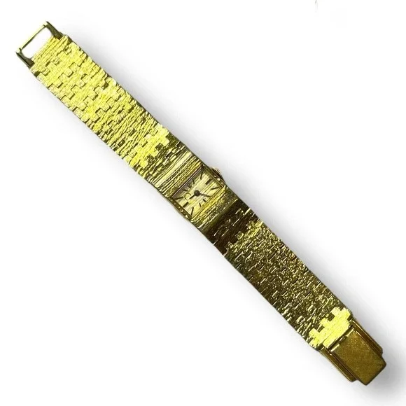 VTG Neiman Marcus Gold Tone Watch Womens Rectangle Wind 